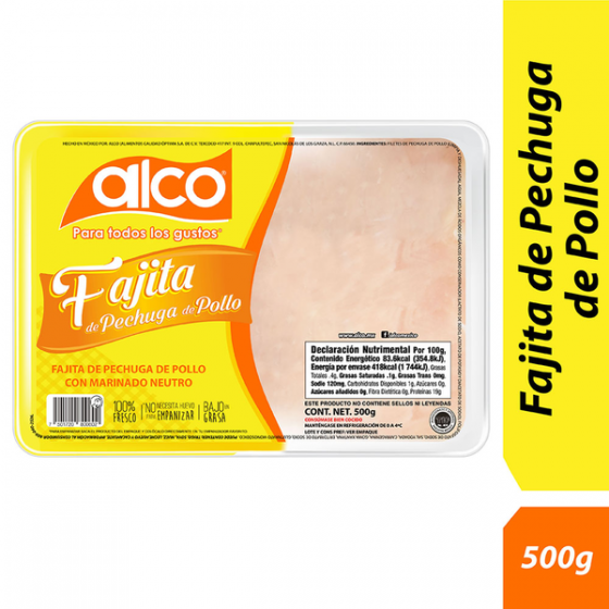 Fajita De Pechuga de Pollo Natural  Alco 500 g